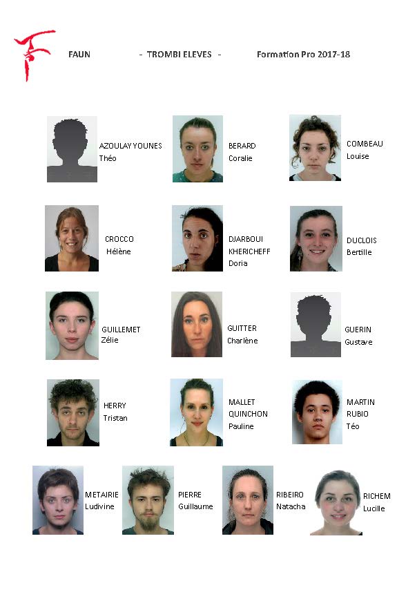 Trombinoscope de la promotion 2017-2018 élèves Faun