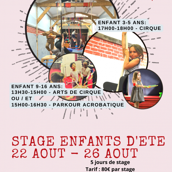 Stages Enfants/Ados Cirque/Parkour/Musique – Vacances d’été aout 2022